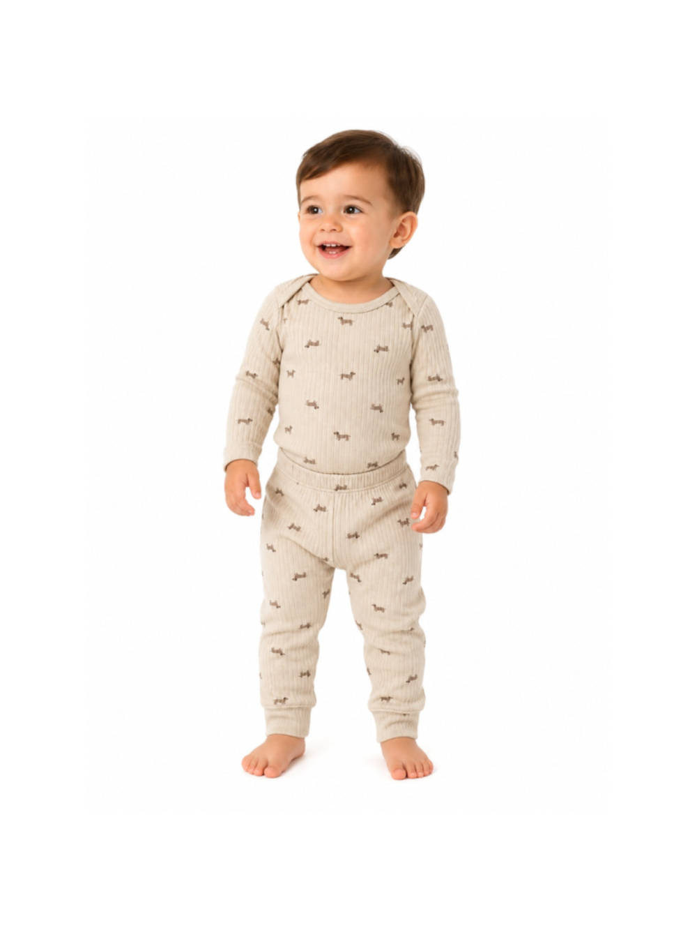 Baby Boy's Cloud Island 2-Piece Dachshund Bodysuit & Pants Set–Tan–18 Months-NWT